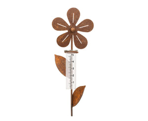 Rustic flower rain gauge